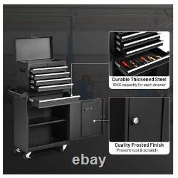 Rolling Tool Boxes, 5-Drawer Tool Chest & Cabinet for Workshop Garage, Black