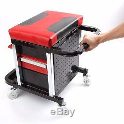 Rolling Tool Cart Box 2-Drawers Creeper Seat Wheels Mechanics Organizer Tray NEW