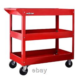 Rolling Tool Cart Utility Mechanic Garage 3 Tray Shelf Storage Organizer Cabinet