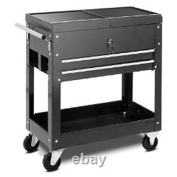 Rolling Tool Cart Utility Storage Cabinet Metal Drawers Tray Mechanics Slide Top