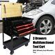 Rolling Tool Cart With 3-drawer Utility Tool Box With Wheels Wood Top Organizer