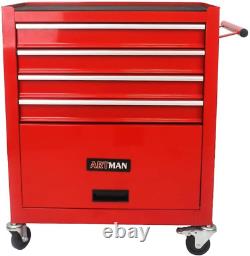 Rolling Tool Cart with 4 Drawer Tool Box, Tool Chest with Wheels, Tool Storage Org