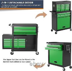 Rolling Tool Chest 2 in 1 Detachable 8 Drawers Tool Box with Wheels & Locking