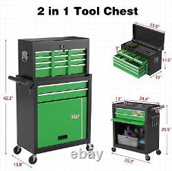 Rolling Tool Chest 2 in 1 Detachable 8 Drawers Tool Box with Wheels & Locking