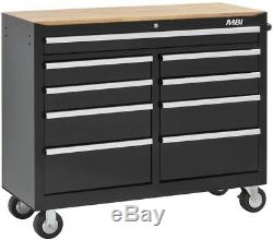 Rolling Tool Chest Cabinet 46 in. Workbench Locking 9-Drawer Welded Steel Black