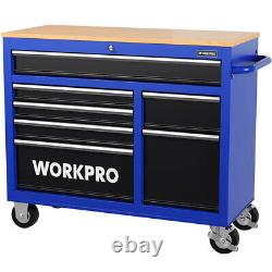 Rolling Tool Chest Mobile Tool Storage Cabinet with Wooden Top 42-Inch 7-Drawers