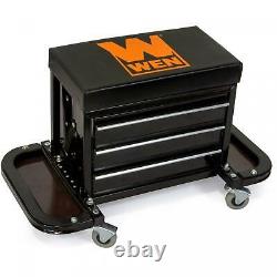 Rolling Tool Chest Seat Mechanic Stool 3 Drawers Tool Cabinet Tool Box Storage
