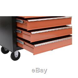Rolling Tool Chest Storage Cabinet Organizer 7 Locking Drawer Store Black/Orange