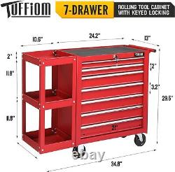 Rolling Tool Chest Tool Box with Drawers & Wheels & Top Cushion & Drawer Liners