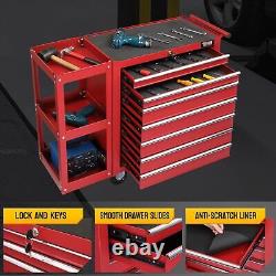 Rolling Tool Chest Tool Box with Drawers & Wheels & Top Cushion & Drawer Liners