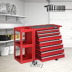 Rolling Tool Chest Tool Box with Drawers & Wheels & Top Cushion & Drawer Liners