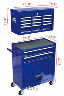 Rolling Tool Chest with 8-Drawer & Wheels Cabinet Metal Storage Tool Box Organizer