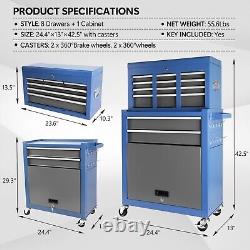 Rolling Tool Chest with Wheels 8 Drawers, Assembled Tool Cabinet Combo Workshop