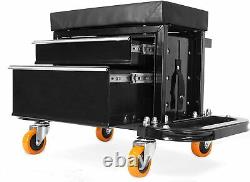 Rolling Toolbox Creeper Seat Mechanics Roller Tool Chest Storage Organizer Cart