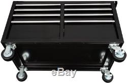 Rolling Workbench Tool Box Cabinet 46 In x 24 In Wood Work Top 9 Drawer Black