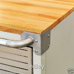 Seville 2-Door Rolling Storage Cabinet Tool Box Cart Workbench 5 Casters Shelf
