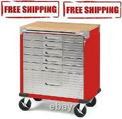 Seville Classics UltraHD 6-Drawer Rolling Cabinet Heavy Duty With Key Lock RED