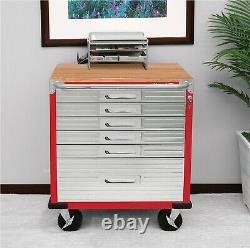 Seville Classics UltraHD 6-Drawer Rolling Cabinet Heavy Duty With Key Lock RED