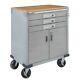 Seville Classics Ultrahd 2-door Rolling Cabinet With 3 Drawers, Granite Gray