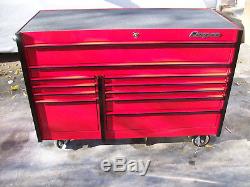 Snap On 11-Drawer Masters Series Double Bank Roll Cab Tool Box Candy Apple Red