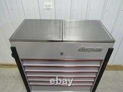 Snap On Arctic Silver & Red KRSC43PKS Roll Cart Tool Box Toolbox & Stainless Top