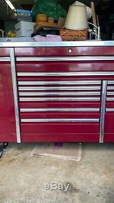 Snap On KERP763A5PM Rolling Tool Box Cranberry Triple Bank 14 Drawer Stainless
