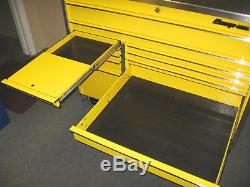 SnapOn Yellow KRL1022 Toolbox Roll Cab with Stainless Top Workstation Riser Hutch