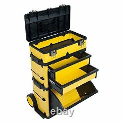 Stackable Rolling Tool Box Organizer with Telescopic Comfort Grip Handle