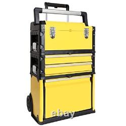 Stackable Rolling Tool Box Portable Metal Toolbox Organizer with Wheels