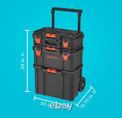 Stackable Storage System 3 Piece Set (Small, Deep Toolbox, and Rolling Tote)