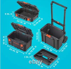 Stackable Storage System 3 Piece Set (Small, Deep Toolbox, and Rolling Tote)