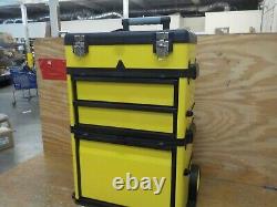 Stackable Toolbox Rolling Mobile Organizer with Telescopic Comfort Grip Handle
