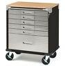 Stainless Steel 6 Drawer Rolling Locking Tool Chest Box Cabinet Wood Top Toolbox
