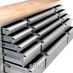Stainless Steel Rolling Tool Chest Cabinet 72Tool Storage Box Work Station P8W0