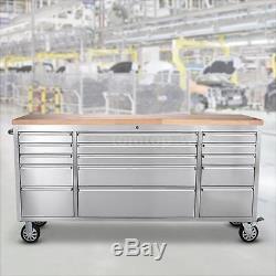 Stainless Steel Rolling Tool Chest Cabinet 72Tool Storage Box Work Station P8W0