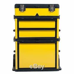 Stalwart 75-MJ2096 Rolling Stacking Portable Metal Trolley Tool Box Chest