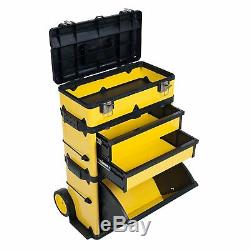 Stalwart 75-MJ2096 Rolling Stacking Portable Metal Trolley Tool Box Chest