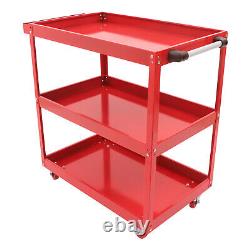 Steel 3-Shelf Rolling Heavy-Duty Multipurpose Utility Service Tool Storage Cart
