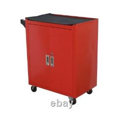 Steel Double Door Rolling Cabinet Garage Three-layer Toolbox Movable with Handle