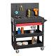 Steel Rolling Tool Cart On Wheels 3 Tier With Drawer & Sliding Top For Warehouse