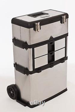 Steel Tools Rolling Suitcase Heavy Duty Cabinet Large Box Cart Mobile Organizer