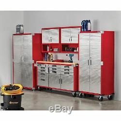Storage Cabinet Stainless Steel Heavy Duty Metal Rolling Garage Tool Shed Red