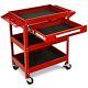 Three Tray Rolling Tool Cart Garage Cabinet Storage Organizer Cart With Drawer Red