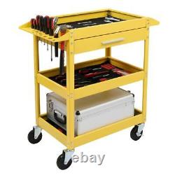 Three Tray Rolling Tool Cart Mechanic Cabinet Storage Organizer withDrawer Yellow