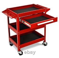 Three Tray Rolling Tool Cart Mechanic Cabinet Storage ToolBox Organizer wDrawer