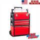 Tool Box Garage Portable With 3 Drawers Portable Stackable Rolling Upright Trolley