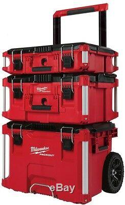 Tool Box Storage Organizer Portable Stackable Rolling Wheels Lockable Tray Red