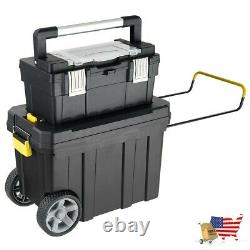 Tool Boxes 2 In 1 Rolling Set Mobile Tool Chest Storage Organizer Portable Black