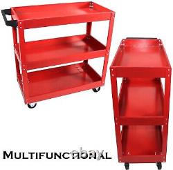 Tool Cart 3 Tray Organizer Rolling Utility Cart Decker Mechanic Cabinet with Wheel