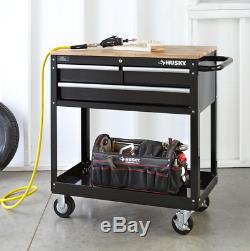 Tool Cart On Wheels Large Storage Metal Garage Rolling Heavy Duty 3 Drawer Shelf
